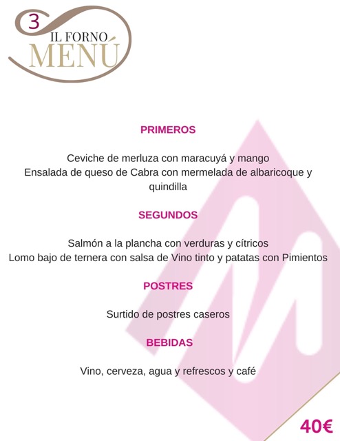 menu 3 il forno