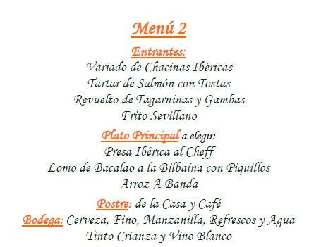 Sevilla Bahia Menu 2