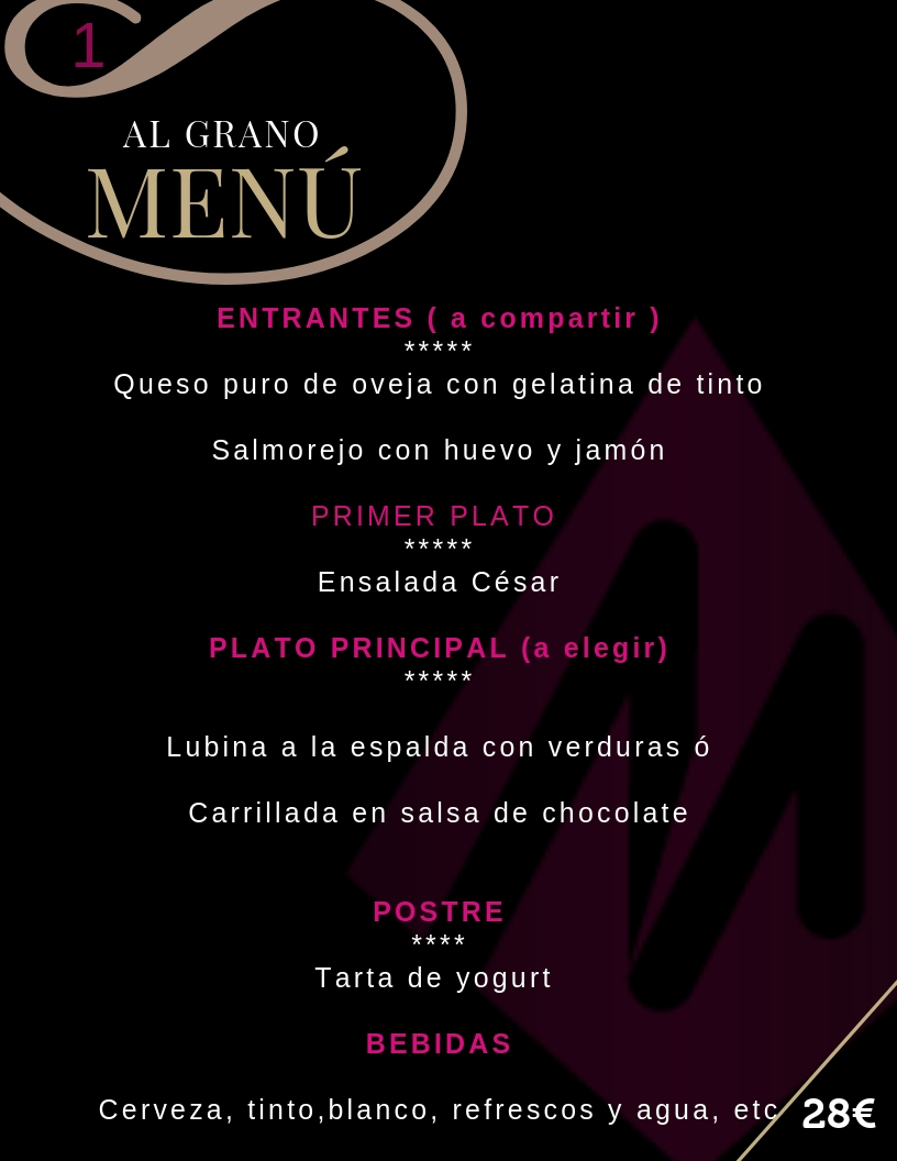 Restaurante en Cordoba - Al Grano - Menu para grupos desde 28€