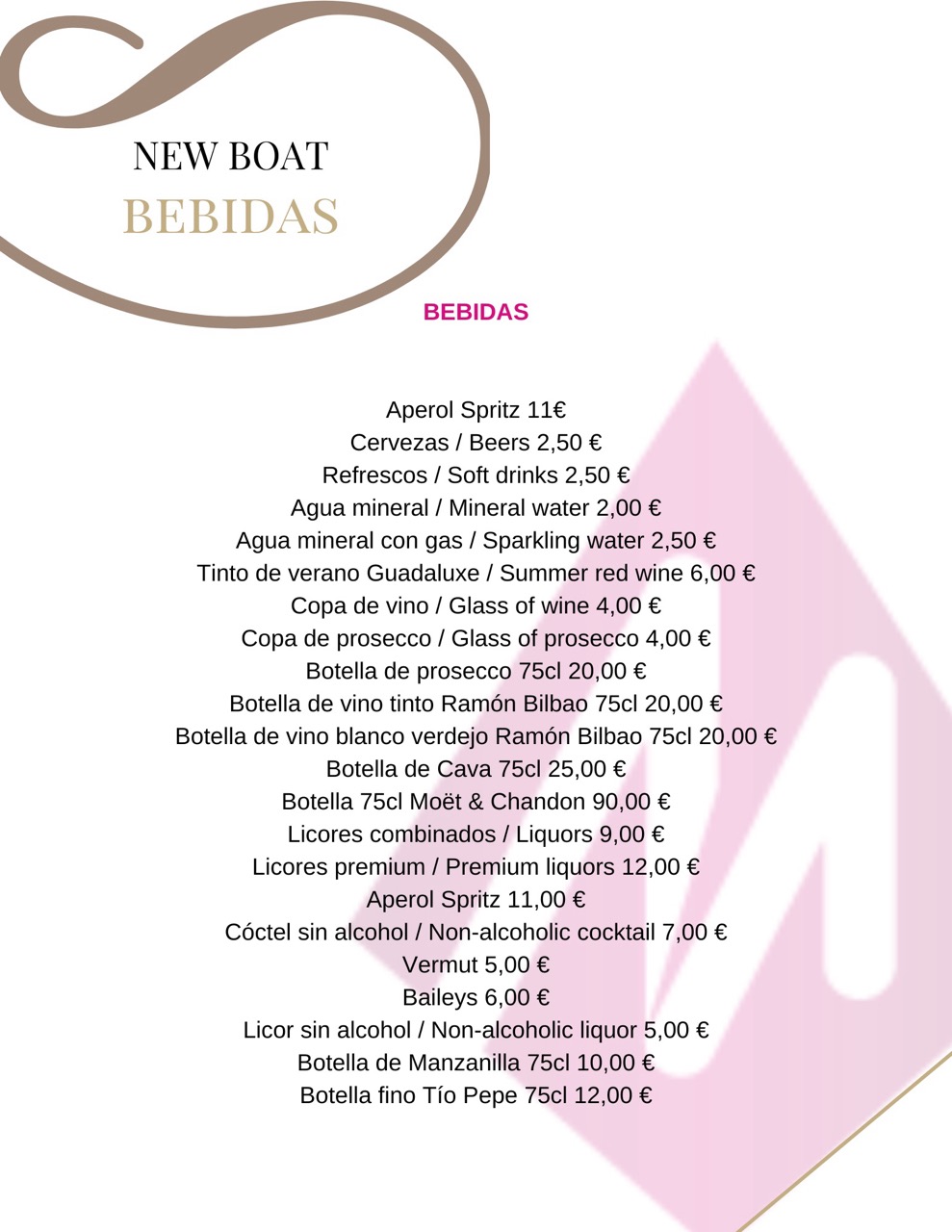 carta bebida barco sevilla