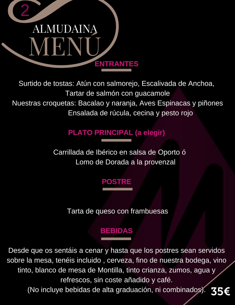 Menu 2 Restaurante Almudaina para grupos Menu 2 Restaurante Almudaina para grupos